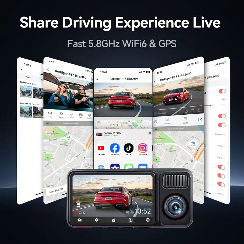 Car Dashboard Camera with 360° With Night Vision 4K Quad-channel