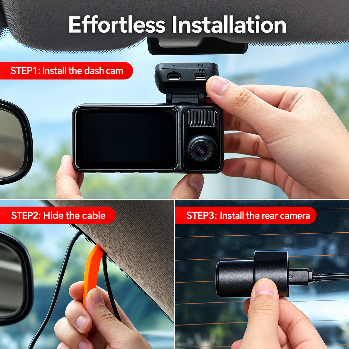 Car Dashboard Camera with 360° With Night Vision 4K Quad-channel